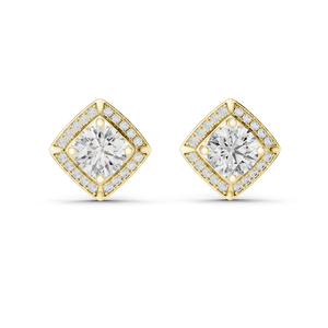 Rose Gold Round brilliant Cut Diamond <b>Stud</b> <b>Earrings</b> Women's Classic Engagement Jewelry D Color Lab Diamond Halo Design - Product Image 3