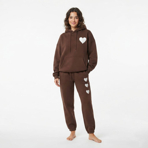Custom Women 100% Cotton Tracksuit Drawstring Hoodie Jogger <b>Set</b> Streetwear Custom Print <b>Embroidery</b> Private Label Manufacturer - Product Image 5