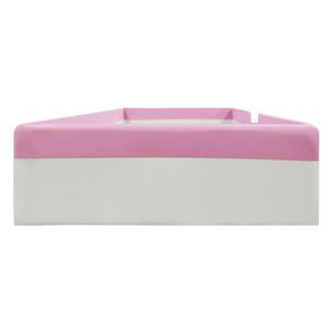 Letto a giorno imbottito per bambini, misura Twin, con recinzione e scale, colore rosa e bianco - Product Image 5
