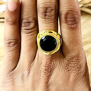 Market Favorite Green Onyx <b>Rings</b> Tribal Brass <b>Ring</b> Women 18k Gold Plated Antique Boho Filigree <b>Statement</b> <b>Ring</b> Wholesale/OEM/ODM - Product Image 6