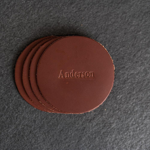 Bulk Genuine Leather Coasters Custom Logo Hot Stamping <b>Square</b> Cup Pad Non-Slip Lightweight Premium Gift <b>Set</b> for Client - Product Image 5