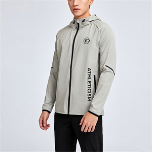 Vestes pour hommes personnalisables, style sportif uni, respirantes, à manches longues, en tissu fin, col montant, séchage rapide, pour l'automne - Product Image 1