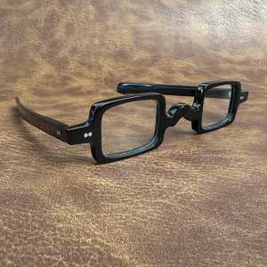 Gafas con Montura de Cuerno Redonda, Color Negro, Estilo Artesanal, Hechas a Mano, Diseño Ajustable, Material Ecológico, Arte Animal Moderno, Coleccionable - Product Image 3