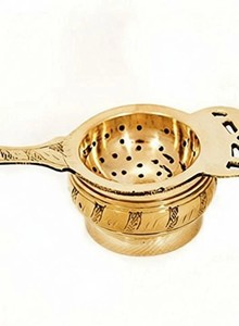 Ensemble de passoires et bols en laiton avec poignée, passoire de cuisine et ensemble de bols de service décoratifs traditionnels en métal - Product Image 3