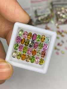 Lot de pierres précieuses de tourmaline facettées multicolores, taille ovale, pierres brutes 3x5mm 6x4mm 7x5mm 6x8mm pour la fabrication de bijoux - Product Image 2