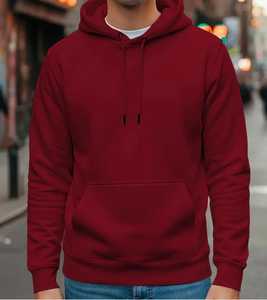<b>Men's</b> <b>Orange</b> Brown Solid Fleece 100% Cotton Breathable Eco-Friendly Hoodie Pocket Regular Fit Pullover <b>Sweatshirt</b> Winter ODM - Product Image 3