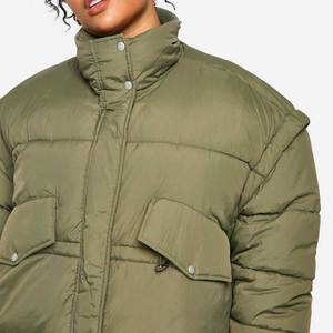 Women's Fashion Short Puffer Jacket High Waist Winter Quilted <b>Bubble</b> <b>Coat</b> Long Sleeve Zipper Closure Casual Outerwear 2026 - Product Image 5