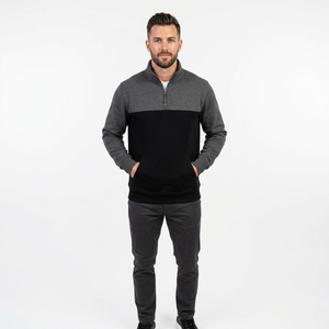 Sudadera con media cremallera al por mayor de fábrica, sudadera con media cremallera de forro polar de poliéster, sudadera con media cremallera minimalista - Product Image 1