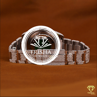 Montre de luxe haut de gamme en moissanite avec des pierres VVS étincelantes, design de bracelet luxueux