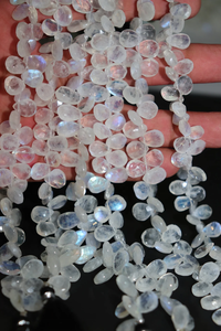 Cuentas de forma de pera facetadas de piedra lunar arcoíris blanco 7*9mm joyería de piedra Briolette - Product Image 4