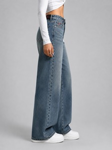 Loose Fit Denim Pants <b>Elastic</b> <b>Waist</b> Wide Leg Casual Blue <b>Jeans</b> Comfortable Soft Fashion Women Trousers for Travel and Everyday - Product Image 5