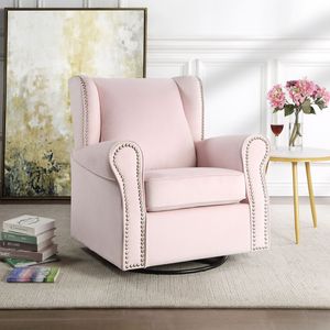 เก้าอี้หมุนสีชมพูพร้อมเบาะผ้าสำหรับห้องนั่งเล่น - Product Image 2