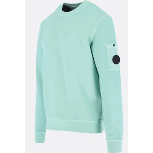 เสื้อสเวตเชิ้ตคอกลมสีเขียวอ่อนสำหรับผู้ชาย ทรงปกติ สีพื้น สวมใส่สบายๆ ในฤดูใบไม้ร่วง ผ้าถัก 100% คอตตอน มีกระเป๋าที่แขนซ้าย - Product Image 4