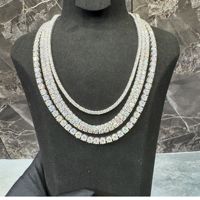 Colliers Hip Hop personnalisés en argent 925 de haute qualité avec chaîne à maillons en or blanc et moissanite taille brillant, style Iced Jewelz, cadeau idéal