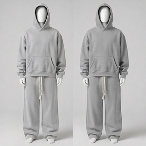 Ensemble de survêtement unisexe haut de gamme à capuche, sweat-shirt et pantalon de jogging en coton pleine longueur avec poches latérales, tenue décontractée pour l'automne - Product Image 5