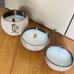 Handmade Coconut Shell Scented Candle | Natural Coconut Wax | Lavender Essential Oil | Vietnam Manufacturer - Product Image 1