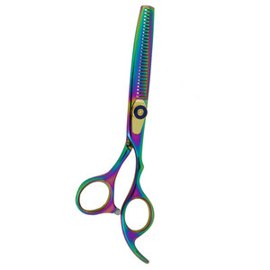 Tijeras de Peluquería Profesionales Multicolor de Acero Inoxidable Alemán para Desbastar, para Diestros, Punta Afilada, Mango Mediano, para Salón de Belleza - Product Image 2