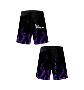 กางเกงขาสั้นผู้ชาย Ferocious Clothing ลายพิมพ์เปลวไฟสีม่วง เอวยางยืด สวมใส่สบาย ไซส์ใหญ่ - Product Image 1