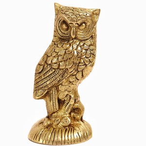 Estatua de Búho Hecha a Mano en Latón Macizo, Figura Decorativa de Pájaro, Escultura de Animal Vintage, Búho de la Suerte, Decoración para Mesa de Oficina u Hogar, Regalo - Product Image 1