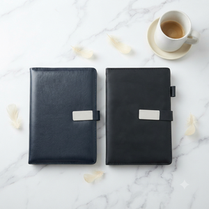 Aurelux A5 Premium PU Leather Case Bound Business Executive Planner <b>Diary</b> <b>Lock</b> Metal Buckle Magnetic Closure Navy Blue Cover - Product Image 5