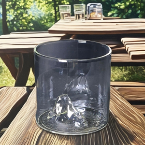 Taza de Té Moderna de Vidrio Transparente con Patrón Sólido, Construcción de Pared Simple, Apta para Microondas y Lavavajillas, para Uso en el Hogar y Camping - Product Image 6