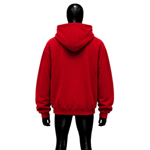 Sweat-shirt à capuche surdimensionné rouge avec fermeture éclair, imprimé graphique Wake Up, streetwear pour homme, fermeture éclair intégrale, sweat-shirt à capuche décontracté, mode urbaine, vêtements d'hiver - Product Image 2