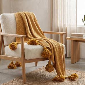 Couverture tissée tuftée à motif losanges, style rustique campagnard, en coton, jeté de lit décoratif haut de gamme pour professionnels - Product Image 6