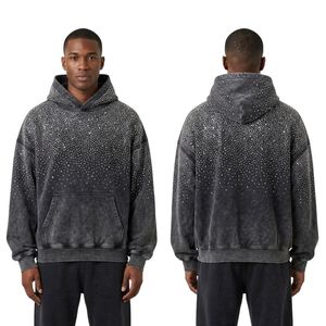 Sweat à capuche personnalisé en coton molletonné gris anthracite délavé, style vintage streetwear urbain - Product Image 3