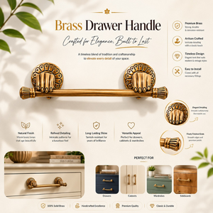 Luxury Vintage Brass Bar <b>Drawer</b> Handle Decorative Cabinet <b>Pull</b> Premium Furniture Hardware for Wardrobes <b>Drawers</b> and Cabinets - Product Image 5