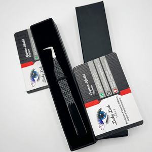 Pince à cils premium à 90 degrés, pointe en fibre noire personnalisée, marque privée, en acier inoxydable, pour volume, durable, LUCKY - Product Image 6