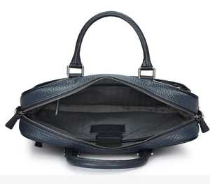 Maletín de Negocios Zolo de Cuero Genuino para Hombre, Cierre de Cremallera Clásico, Bolsa Suave y Duradera, Color Azul - Product Image 2