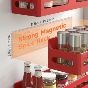 4 Pack Strong Magnetic Spice Rack for Refrigerator Multipurpose 4-Hook <b>Shelf</b> Organizer for <b>Kitchen</b> & Bathroom - Product Image 4