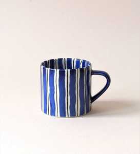 Tazas de Cerámica Hechas a Mano, Rayadas en Verde y Azul Mate, Diseño Moderno para el Hogar - Product Image 2