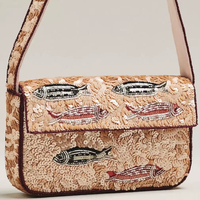 Tas Selempang Bordir Bohemian Modern India, Buatan Tangan, Berhias Manik-Manik, Ringan, Kapasitas Besar, Tas Wanita untuk Acara Malam