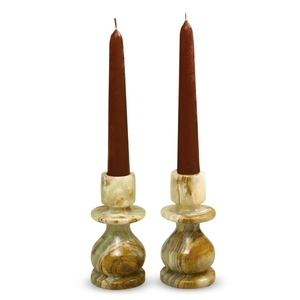 Juego de 2 Portavelas de Ónix Marrón Multicolor Hechos a Mano a Precio Económico, Otros Portavelas a Precio Económico - Product Image 1