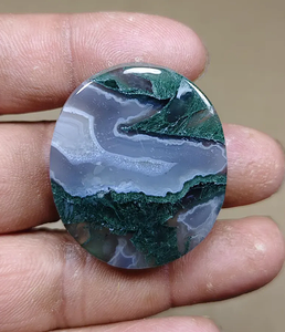 Rodaja de Ágata Musgosa Natural Pulida, Piedra Verde Azul para Joyería, Decoración del Hogar, Regalo - Product Image 3