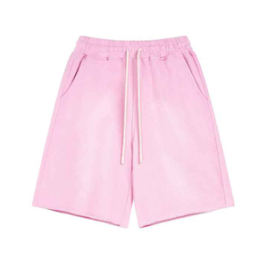 Pantalones Cortos Deportivos para Hombre, 100% Algodón Tejido, Estilo Urbano, Lavado Ácido, Secado Rápido, Alta Calidad, Efecto Desteñido, Diseño Sólido, Cierre Elástico en la Cintura - Product Image 5