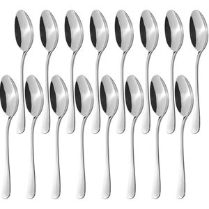 ช้อนสแตนเลสขัดเงาขนาด 6.7 นิ้ว ดีไซน์ทันสมัย สีเงิน สำหรับไอศกรีม พุดดิ้ง กาแฟ และของหวานอื่นๆ - Product Image 1