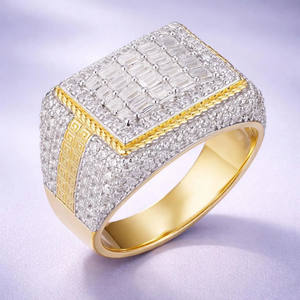 925 Sterling <b>Silver</b> Baguette and Round Cut Moissanite Diamond Signet <b>Ring</b> Hip Hop Style <b>Statement</b> <b>Ring</b> for Unisex Gift Jewelry - Product Image 4