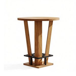 Tavolo da Bar Moderno Minimalista in Design Vintage per Casa, Hotel, Caffè, Uso Esterno e Banchetti, Realizzato in Legno e Acciaio - Product Image 2