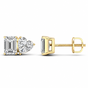 Pendientes de Diamantes Cultivados en Laboratorio con Corte Esmeralda y Forma de Corazón en Oro de 10K, 14K y 18K, Plata 925 y 935, Joyería Fina - Product Image 3