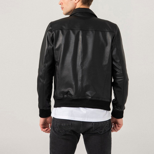 100% <b>Top</b> <b>High</b> Quality Comfortable Breathable Men Black Cow Skin <b>Leather</b> Streetwear Jacket Winter Warm Long Sleeve Stand Collar - Product Image 5
