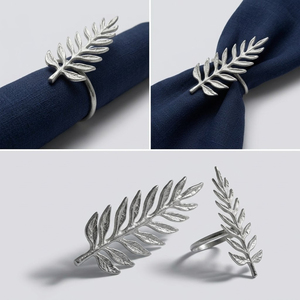 Anillo para Servilletas con Diseño de Hoja Tropical Moderna, de Aleación de Zinc Dorada, para Cenas Familiares, Fiestas, Catering, Decoración de Mesa - Product Image 6