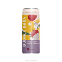 Bebidas de Té de Burbujas Heladas con Boba Explosiva Sabor Fresa y Fruta de la Pasión en Lata