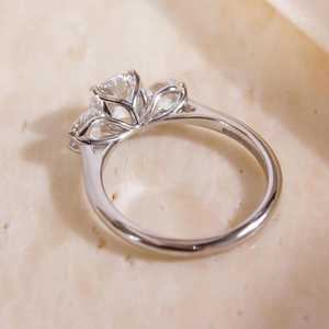 4 Carat Round Lab <b>Diamond</b> Three Stone <b>Ring</b>, 14k White Gold, IGI Certified E-VVS2 - Product Image 5