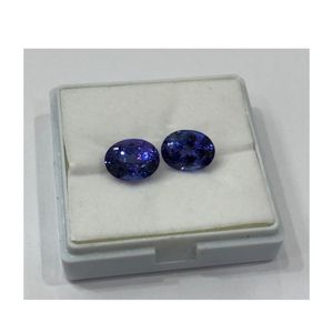 Paire de Tanzanite Naturelle Ovale Bleu Royal, Qualité AAAA, 13,73 Carats, Chauffée, Propre à la Loupe, Vente en Gros, Pierre Précieuse de Tanzanie - Product Image 1