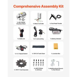 Kit Motore Elettrico Brushless DC 1800W 48V 4500rpm con Controller di Velocità e Acceleratore a Pedale per Bicicletta Elettrica - Product Image 5