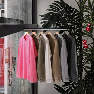 เสื้อยืดแขนยาวทรงโอเวอร์ไซส์สำหรับผู้ชาย ผ้าฝ้าย 100% ล้างสีแบบแอซิดวอช  เสื้อเปล่าสำหรับสกรีนลาย  สไตล์สมาร์ทแคชชวล ไซส์พลัส - Product Image 2