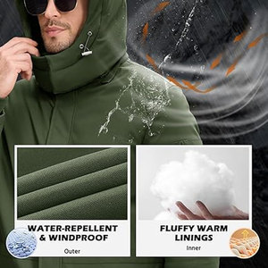 <b>Men</b>’s <b>Long</b> Winter Parka Puffer <b>Jacket</b> Water Repellent Windbreaker Insulated Thick Hooded Puffy Coat Cold Weather Outerwear - Product Image 6