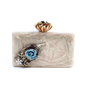 Bolso de mano de resina abstracta con diseño de mármol oceánico, resistente al agua, con flores llamativas y diamantes, cierre magnético, por MULTI CRAFT - Product Image 3